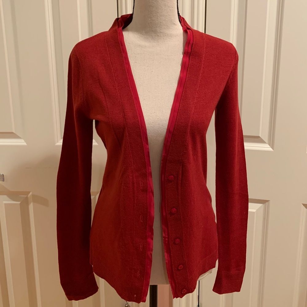 NY&C Red Cardigan Sweater Small